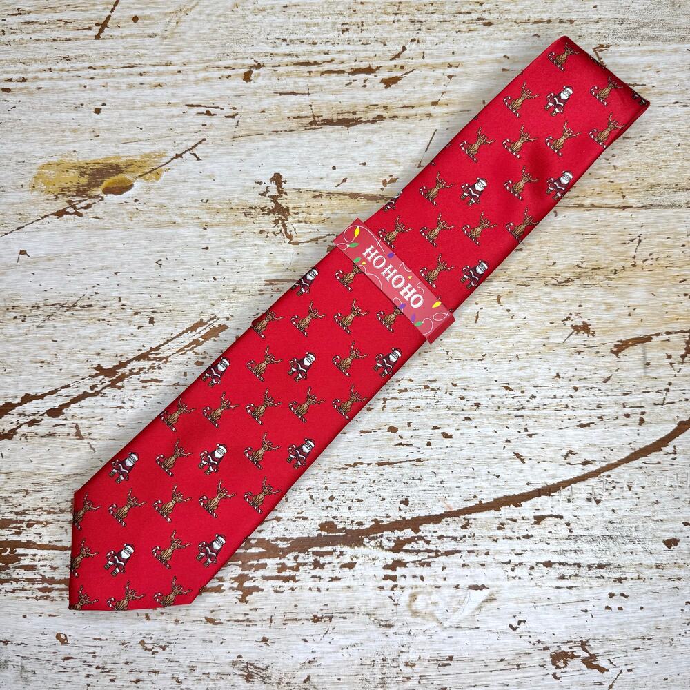 Christmas Holiday Tie Santa Reindeers on Candy Canes NWT